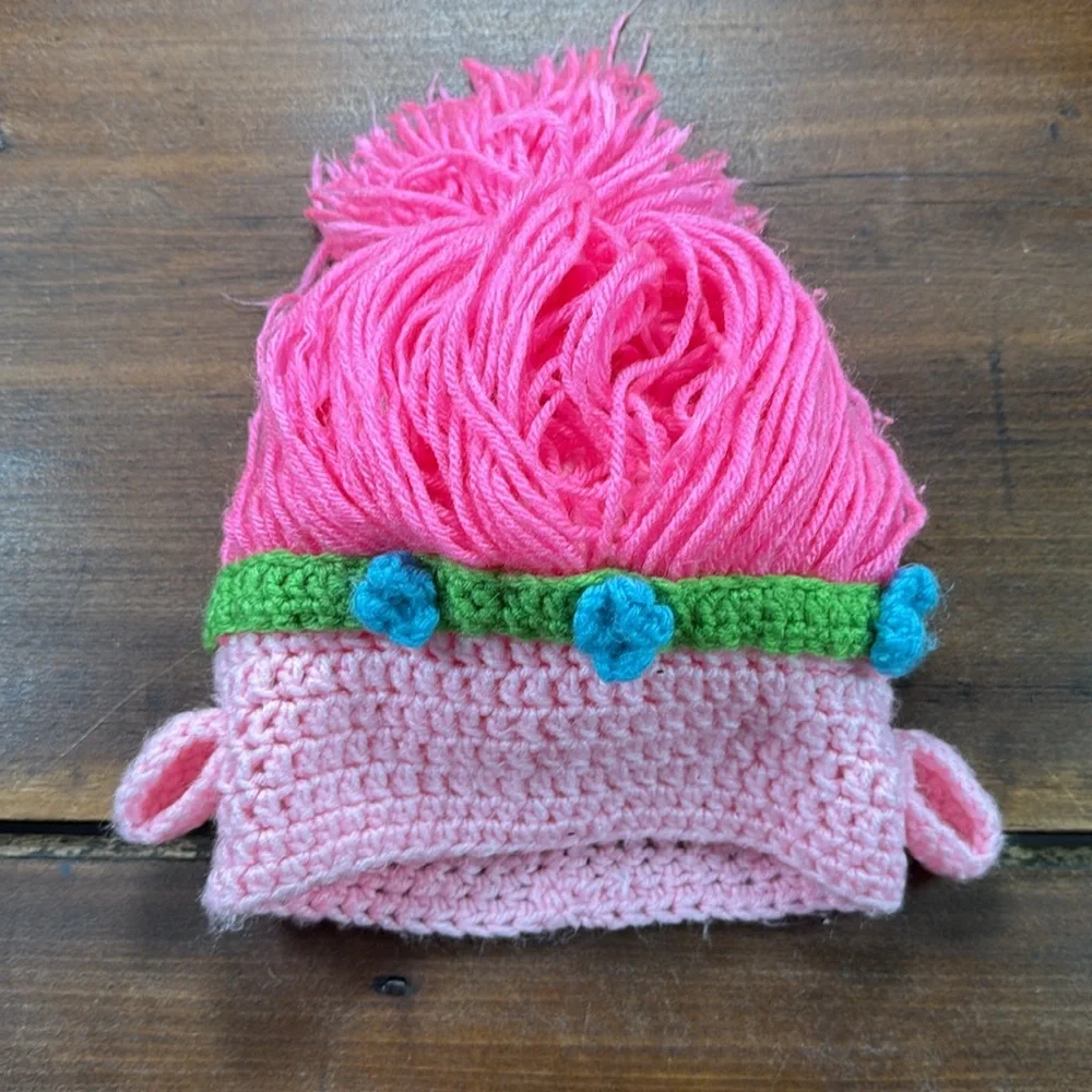 Handknit Trolls Hat Costume Pink Blue Green Halloween Princess Poppy Queen‎